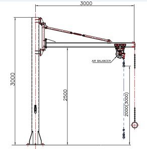 KBJ型氣動平衡吊尺寸圖 KBJ型氣動平衡吊尺寸圖
